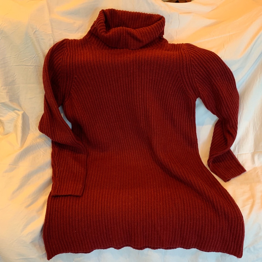 Maroon turtleneck sweater dress
